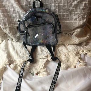 **SOLD** Glittery clear, mini PINK backpack